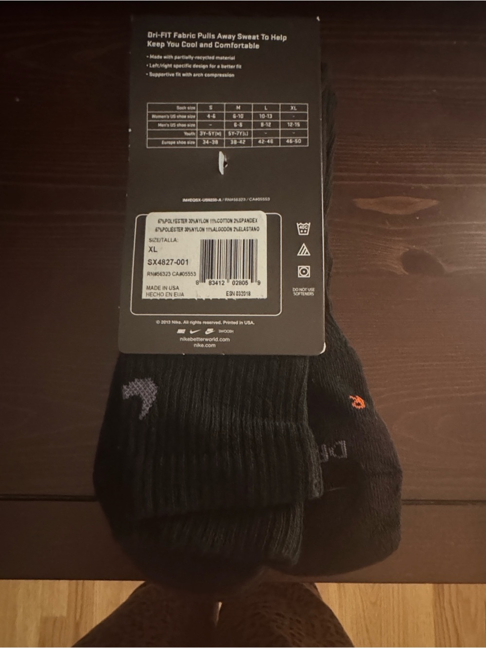 Nike Black Cushioned Crew Athletic Socks (3-Pack) - Picture 2 of 4